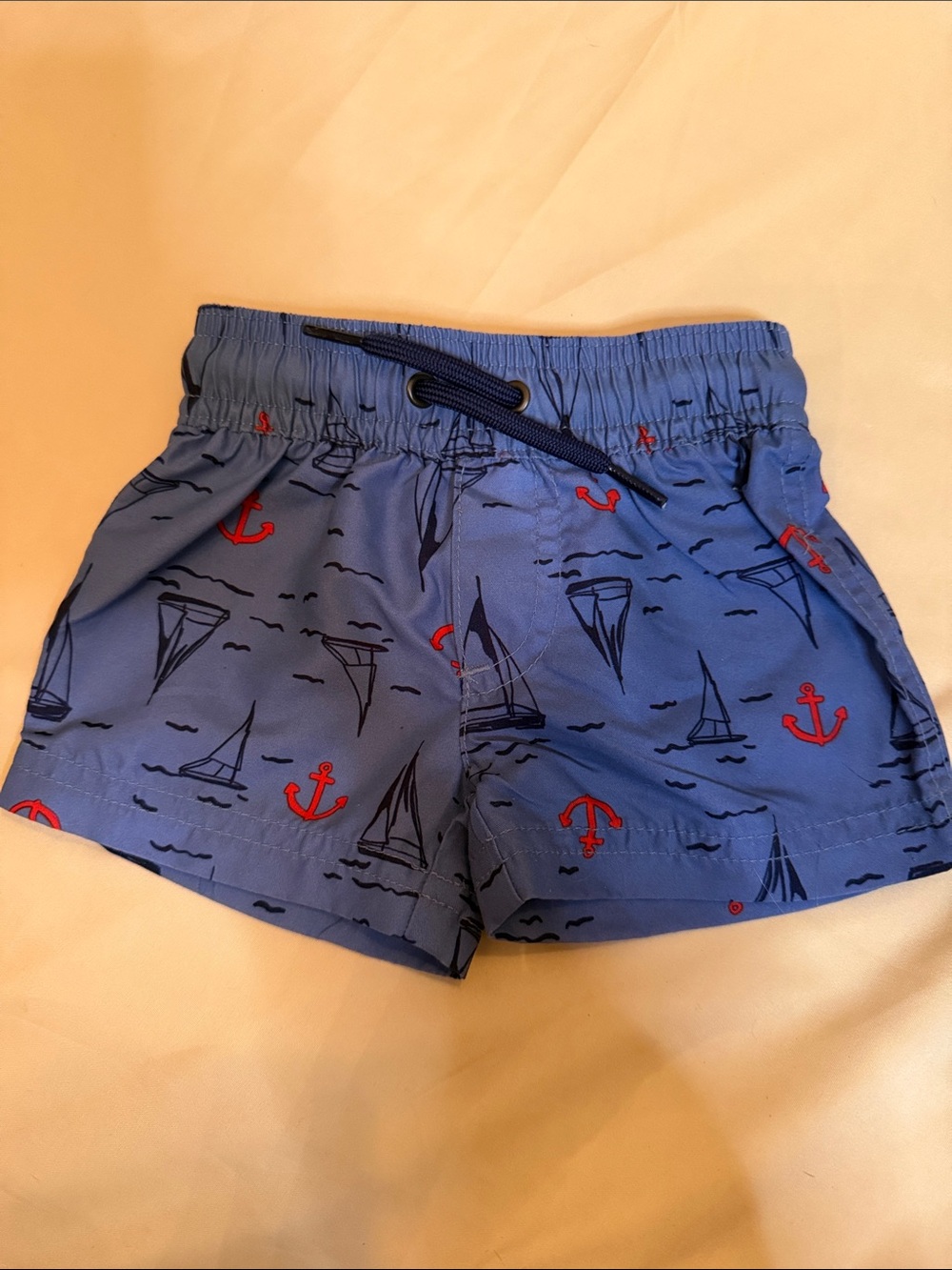 Carter's Navy Swim Shorts with Red Anchor Detail